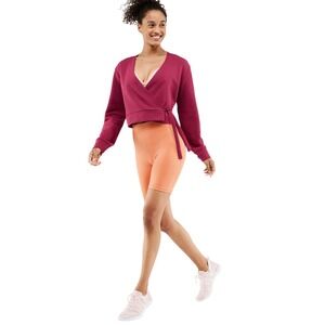 Fabletics Women's‎ Berry Pink French Terry Wrap Cropped Sweatshirt Size Small